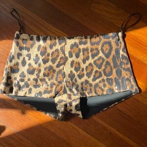 Edikted Black Sequin-Trim Top with Pink Label